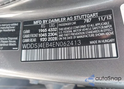 2014 Mercedes-Benz Cla 250 z USA, uszkodzony, nr VIN WDDSJ4EB4EN062413